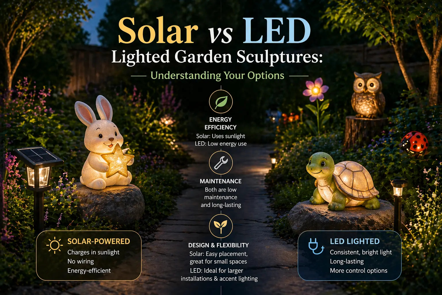 Solar vs Wired LED Garden Sculptures: What Actually Works in a Real Yard