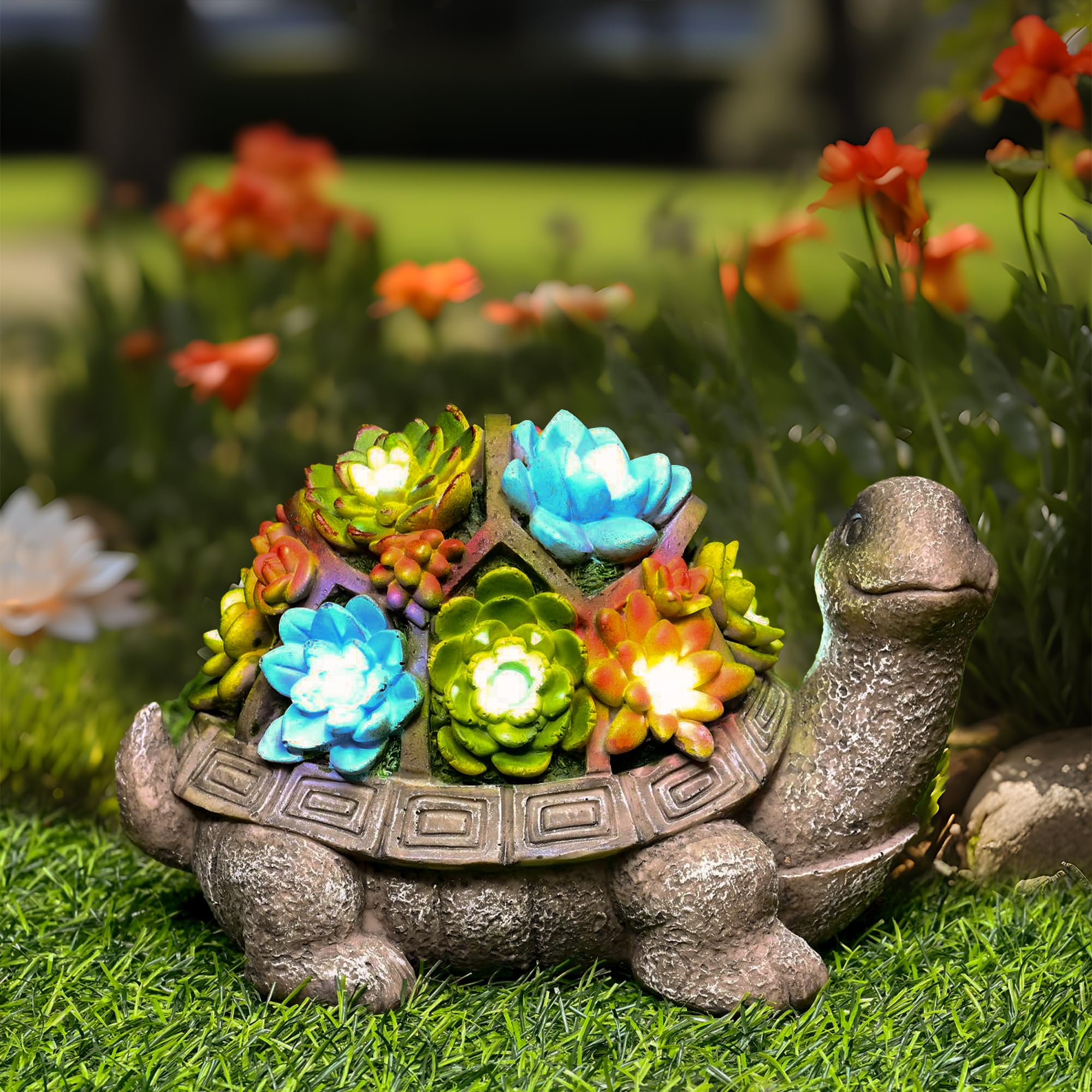 Solar Turtle Garden Statue Light Outdoor Yard Decor Gift for Mom Women Grandma