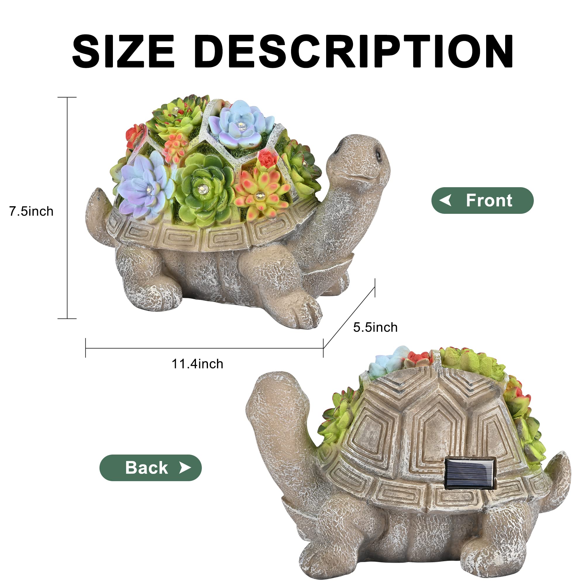 Solar Turtle Garden Statue Light Outdoor Yard Decor Gift for Mom Women Grandma