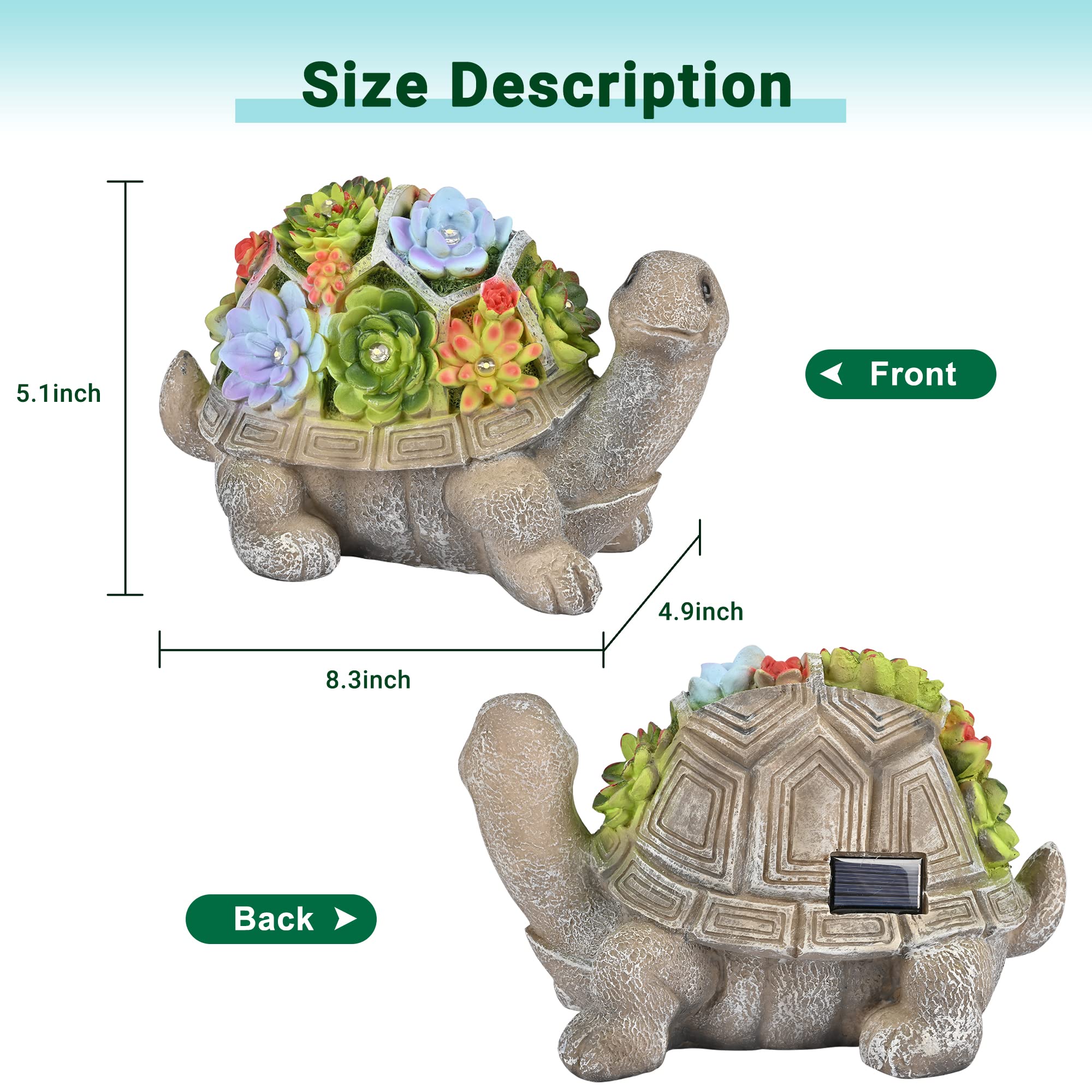 Solar Turtle Garden Statue Light Outdoor Yard Decor Gift for Mom Women Grandma