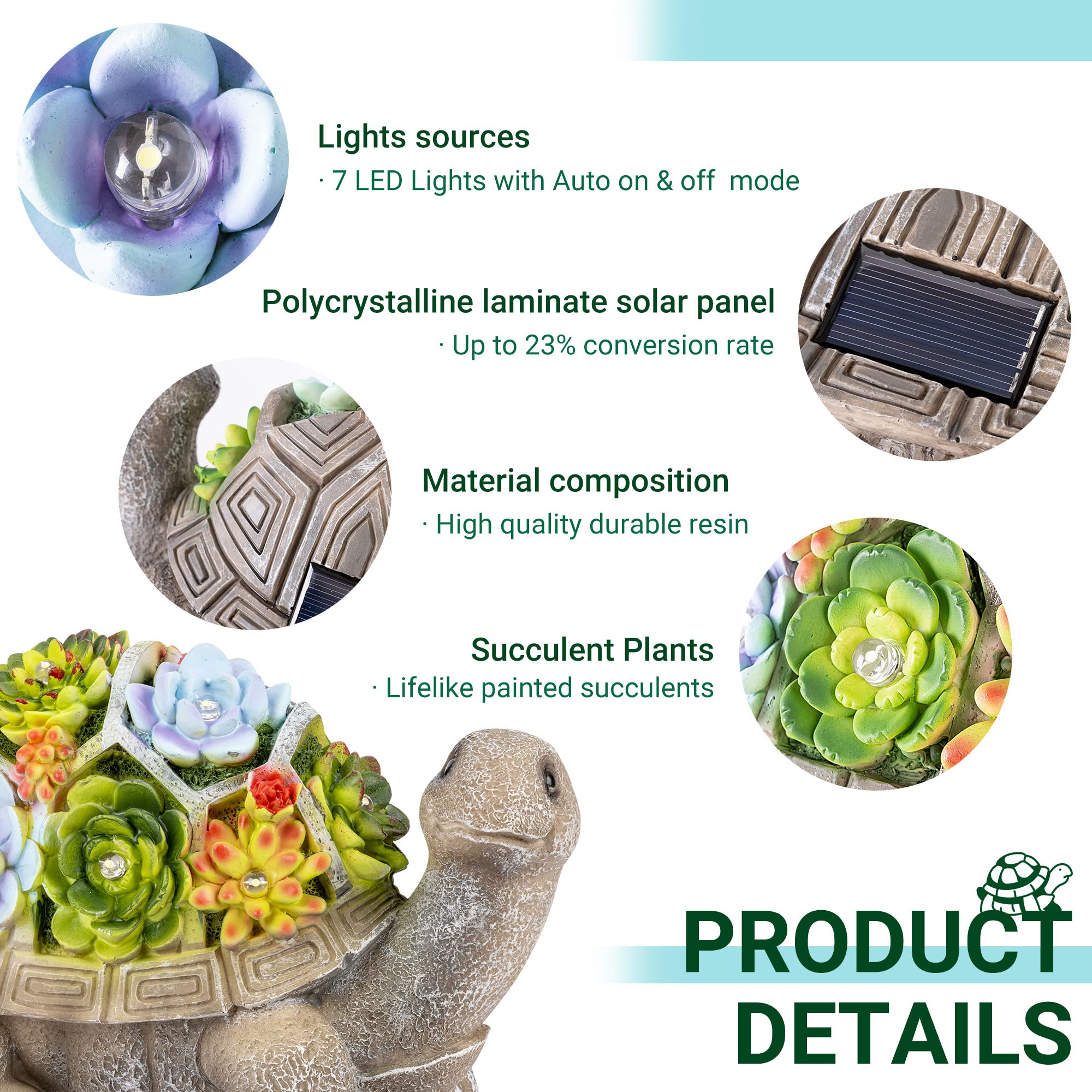 Solar Turtle Garden Statue Light Outdoor Yard Decor Gift for Mom Women Grandma