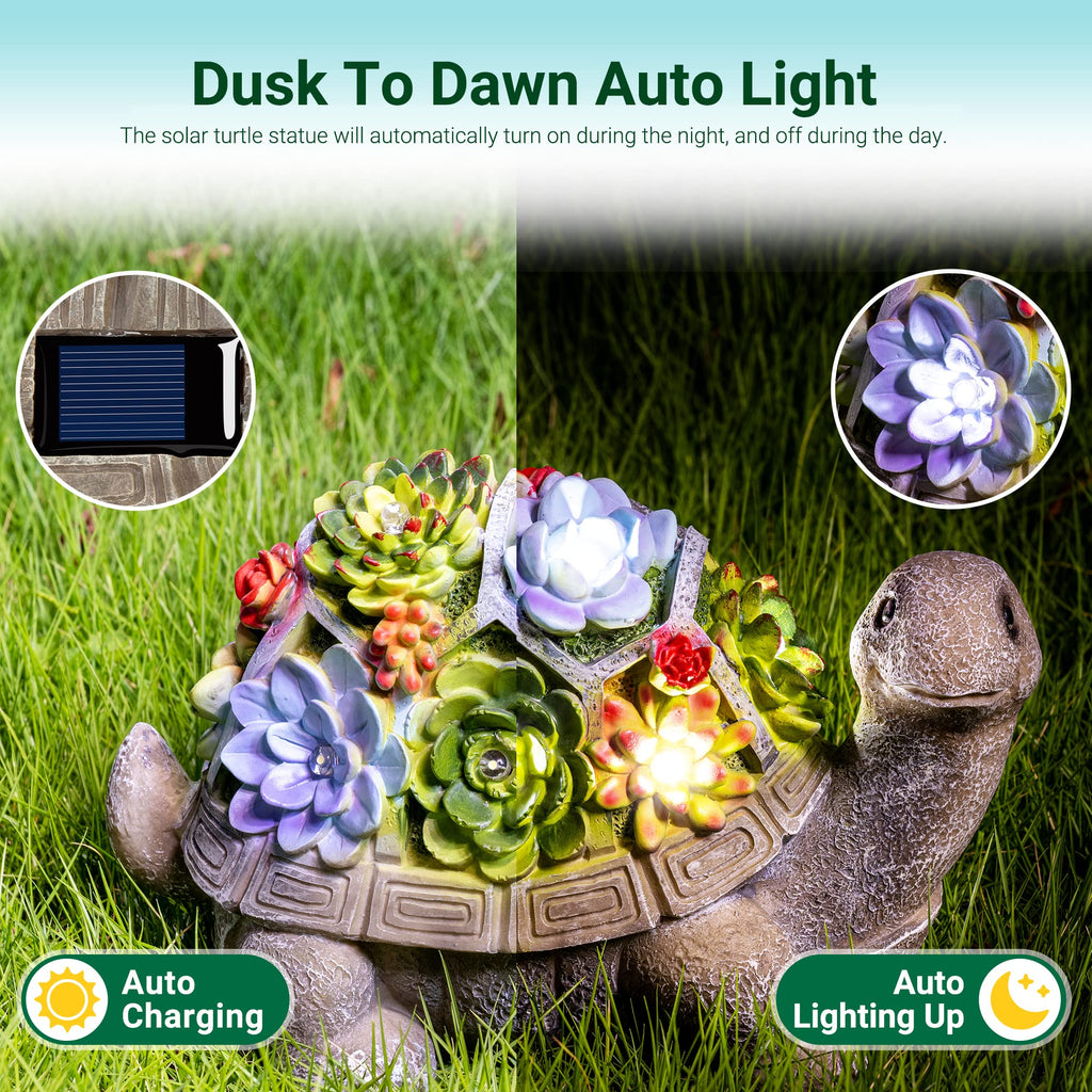 Solar Turtle Garden Statue Light Outdoor Yard Decor Gift for Mom Women Grandma