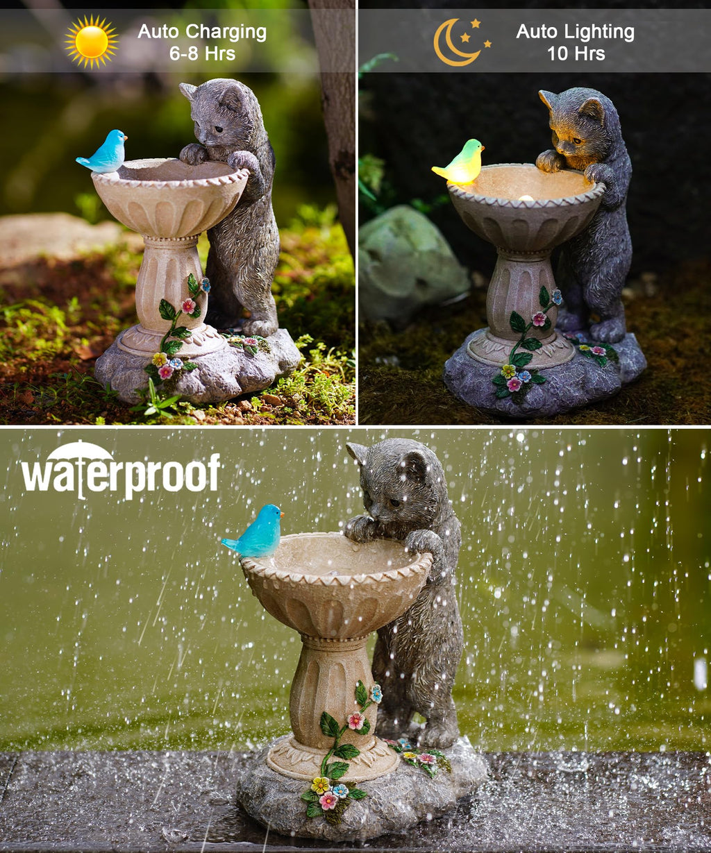Solar Cat Garden Statue Light IP44 Weatherproof Outdoor Decor Gift for Mom Grandma