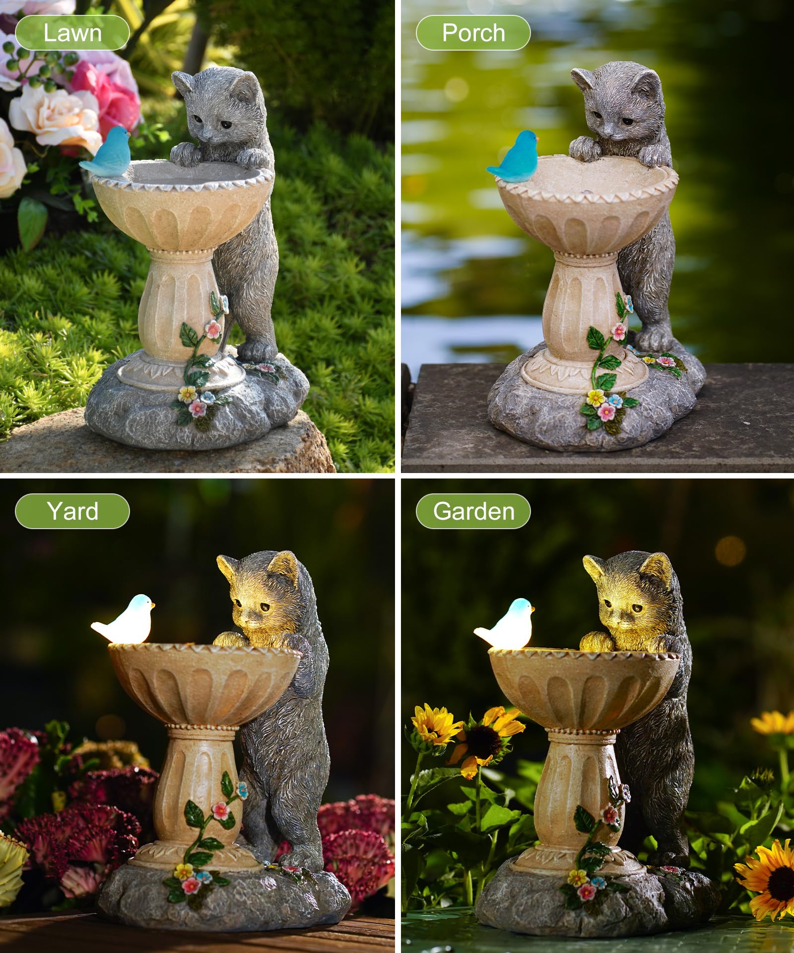 Solar Cat Garden Statue Light IP44 Weatherproof Outdoor Decor Gift for Mom Grandma