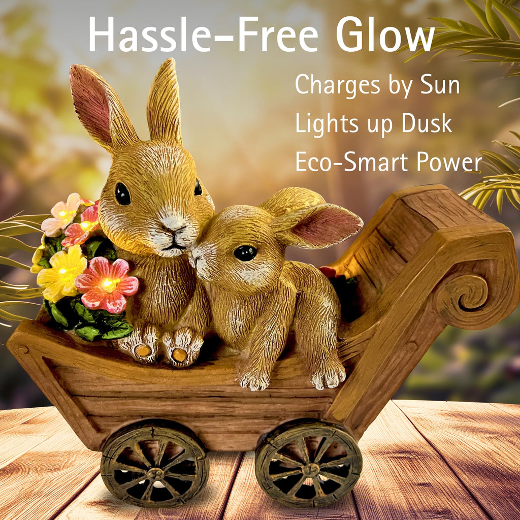 Solar Bunny Garden Statue with Light Waterproof Resin Outdoor Decor Gift for Mom Grandma