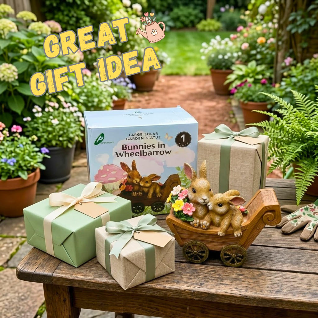 Solar Bunny Garden Statue with Light Waterproof Resin Outdoor Decor Gift for Mom Grandma
