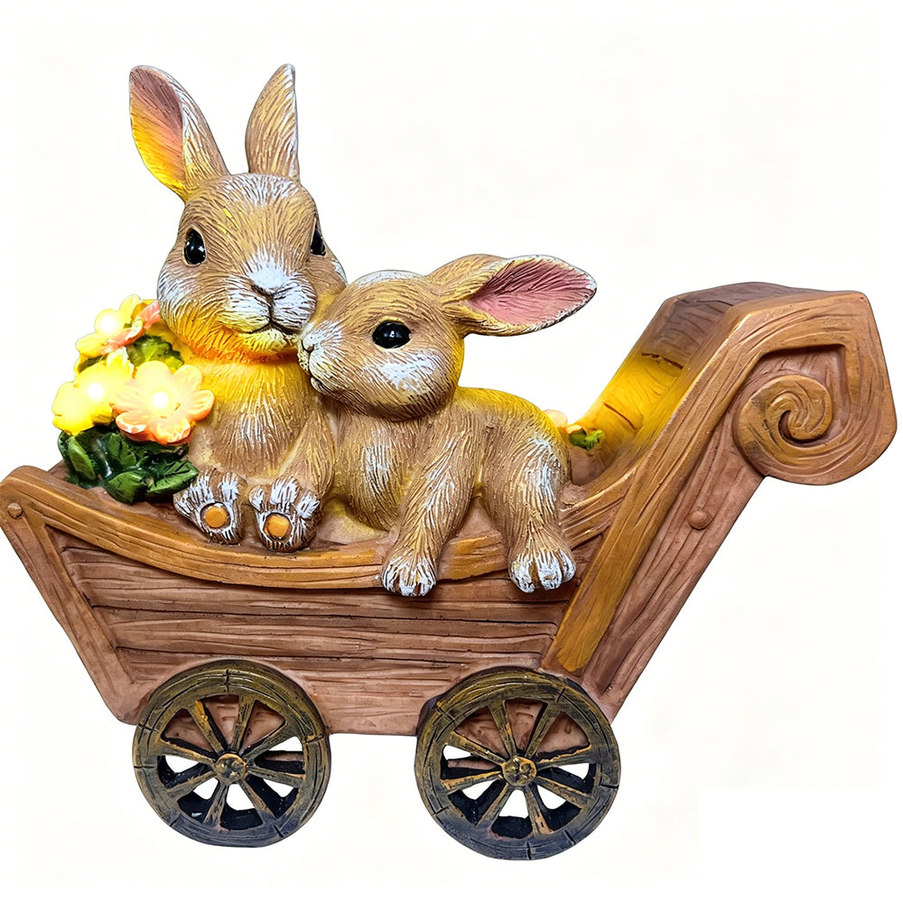 Solar Bunny Garden Statue with Light Waterproof Resin Outdoor Decor Gift for Mom Grandma