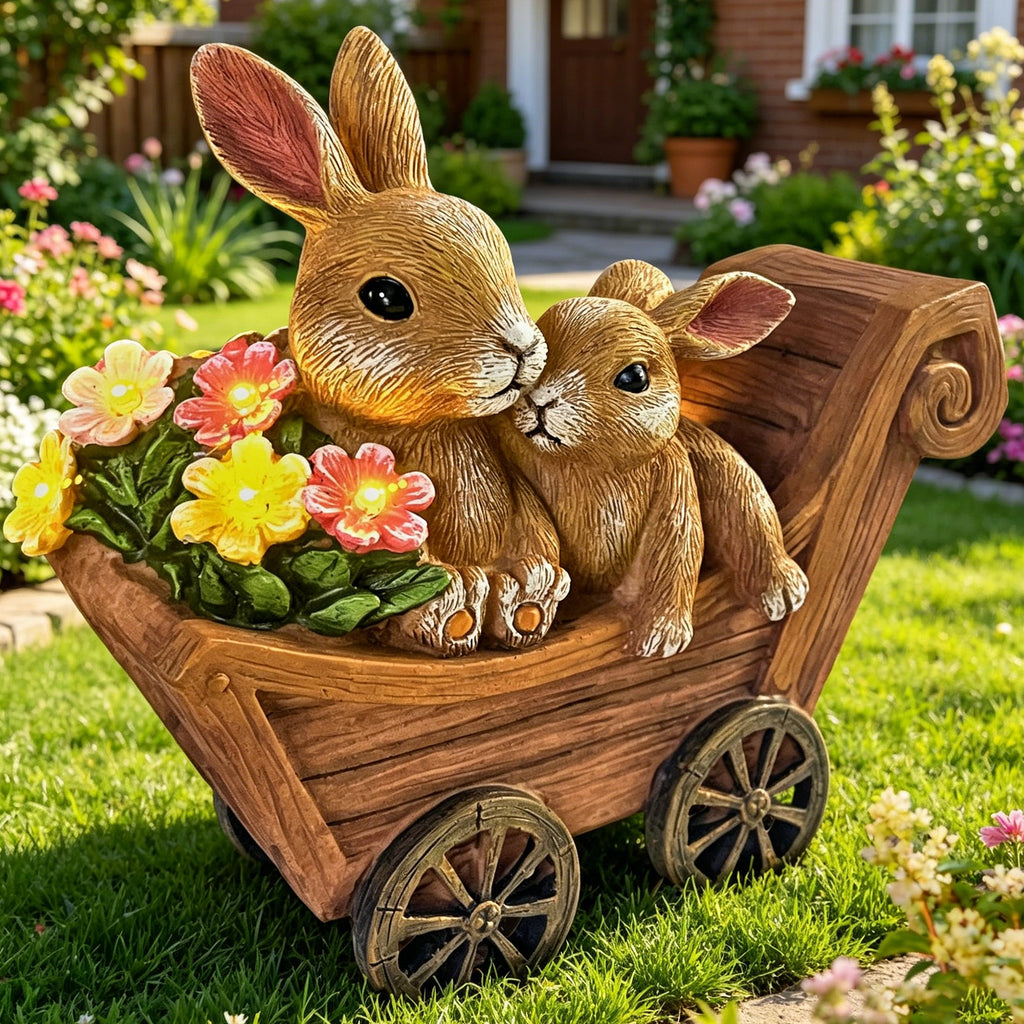 Solar Bunny Garden Statue with LED Light Waterproof Resin Outdoor Decor for Patio Yard Fantasycourse