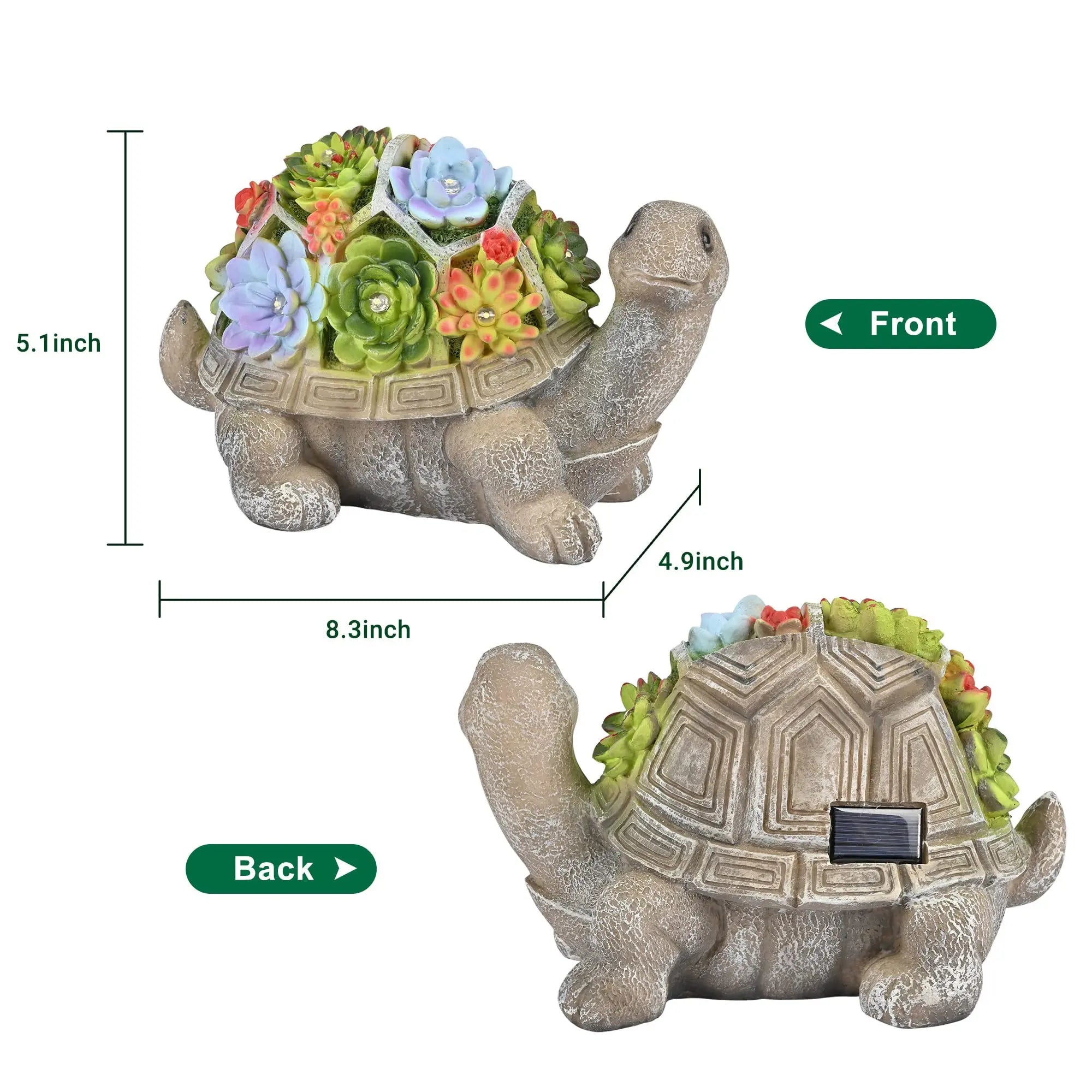 Solar Turtle Garden Statue with LED Light IP44 Weatherproof Resin Outdoor Decor Fantasycourse