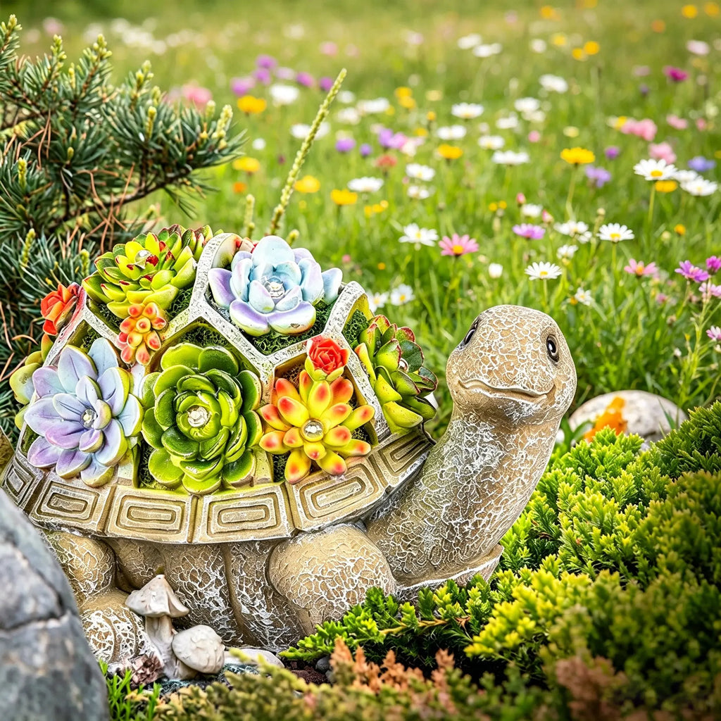 Solar Turtle Garden Statue with LED Light IP44 Weatherproof Resin Outdoor Decor Fantasycourse