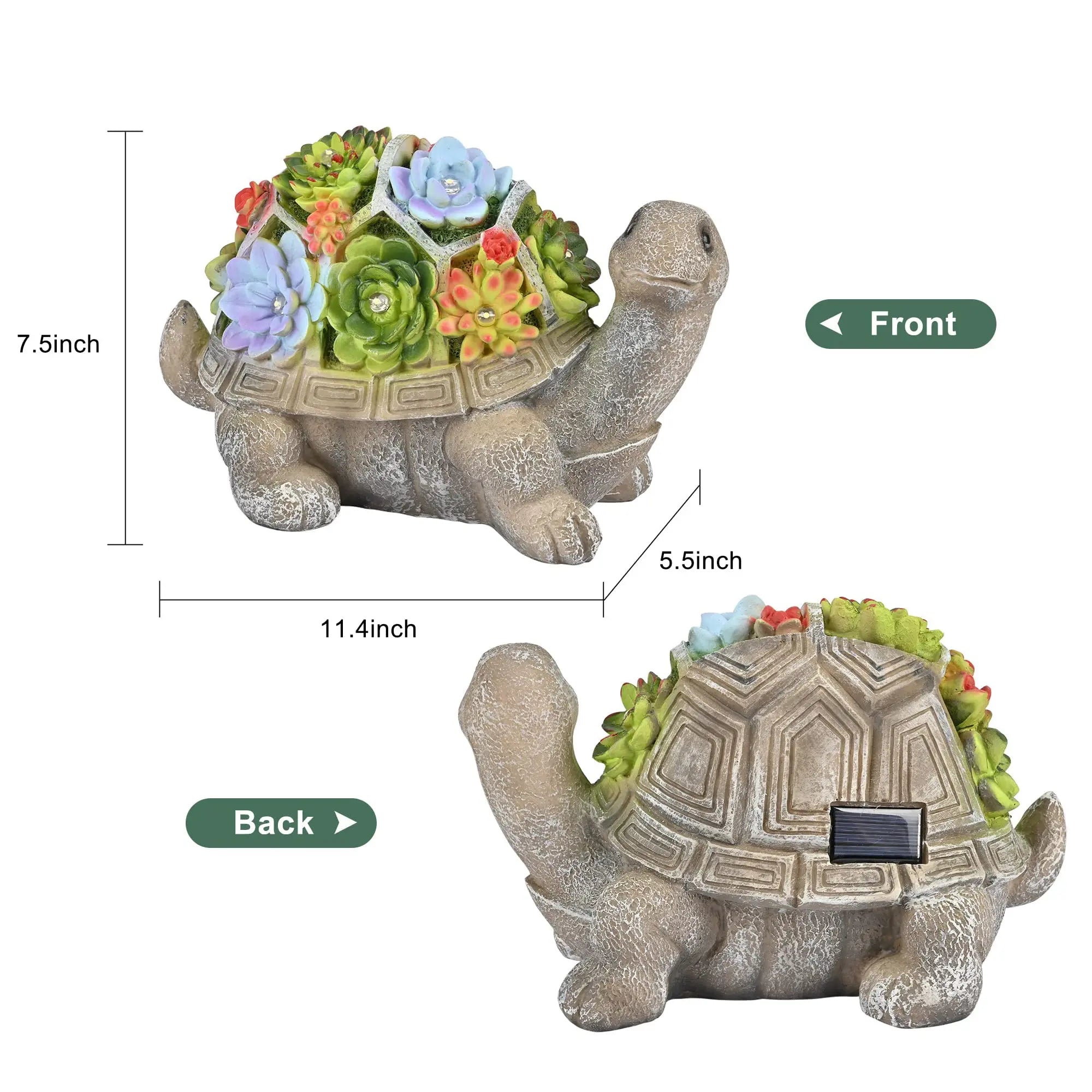 Solar Turtle Garden Statue with LED Light IP44 Weatherproof Resin Outdoor Decor Fantasycourse